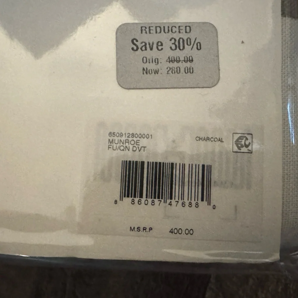NEW Ralph‎ Lauren Munroe 100% Cotton FULL/QUEEN Duvet Cover Charcoal $400